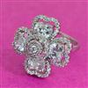 Cz Adjustable Ring With Rhodium 2 Tone Plating