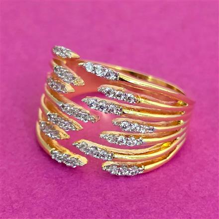 Cz Classic Ring With Rhodium 2 Tone Plating