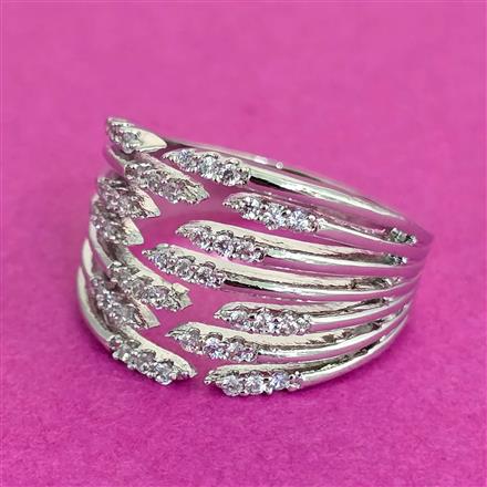 Cz Classic Ring With Rhodium 2 Tone Plating