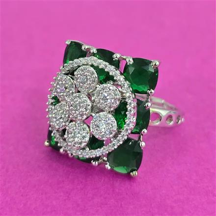 Cz Classic Ring With Rhodium Plating