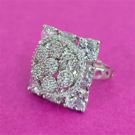 Cz Classic Ring With Rhodium Plating