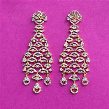 Cz Classic Earring With Rhodium 2 Tone Plating
