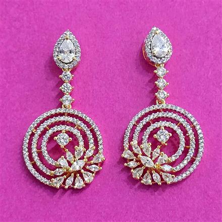 Cz Classic Earring With Rhodium 2 Tone Plating