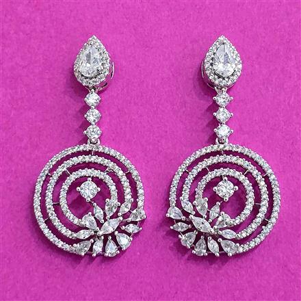 Cz Classic Earring With Rhodium 2 Tone Plating