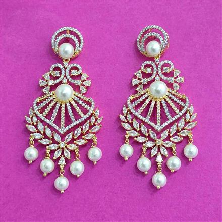 Cz Classic Earring With Rhodium 2 Tone Plating
