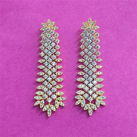 Cz Classic Earring With Rhodium 2 Tone Plating