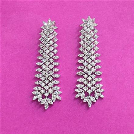 Cz Classic Earring With Rhodium 2 Tone Plating