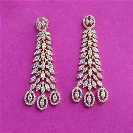 Cz Classic Earring With Rhodium 2 Tone Plating
