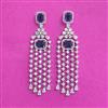 Cz Long Earring With Rhodium Plating