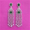 Cz Long Earring With Rhodium Plating