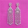 Cz Long Earring With Rhodium Plating