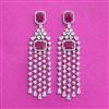 Cz Long Earring With Rhodium Plating