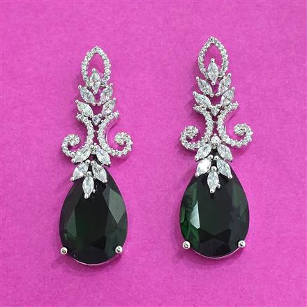 Cz Classic Earring With Rhodium Plating