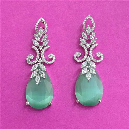 Cz Classic Earring With Rhodium Plating