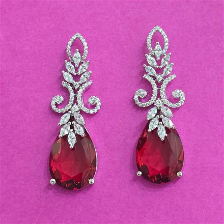 Cz Classic Earring With Rhodium Plating