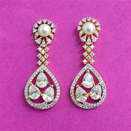 Cz Moti Earring With 2 Tone Plating