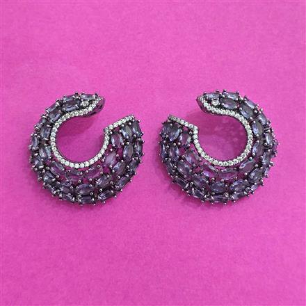 Cz Classic Earring With Black Plating