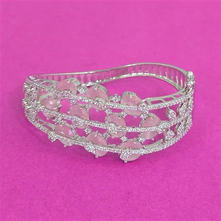 Cz Openable Kada With Rhodium Plating