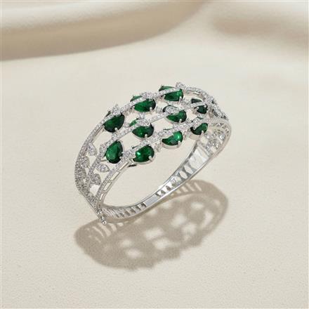 Cz Openable Kada With Rhodium Plating