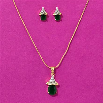 Cz Delicate Pendant Set With 2 Tone Plating