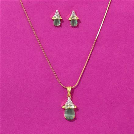 Cz Delicate Pendant Set With 2 Tone Plating