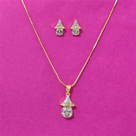 Cz Delicate Pendant Set With 2 Tone Plating