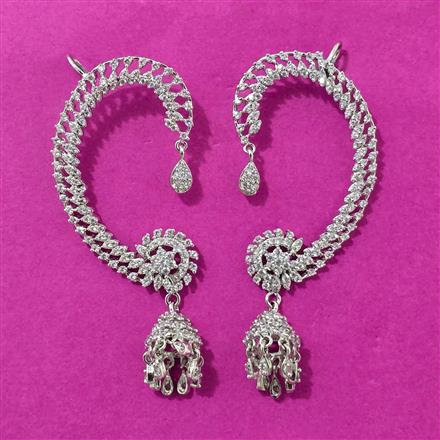 Cz Earcuff With Rhodium 2 Tone Plating