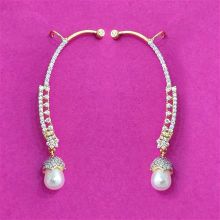 Cz Moti Earring With Rhodium 2 Tone Plating