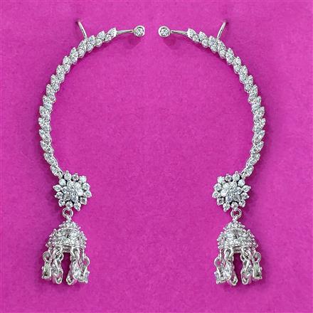 Cz Classic Earring With Rhodium 2 Tone Plating