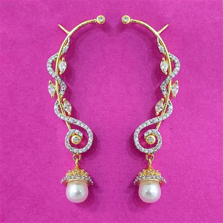 Cz Earcuff With Rhodium 2 Tone Plating