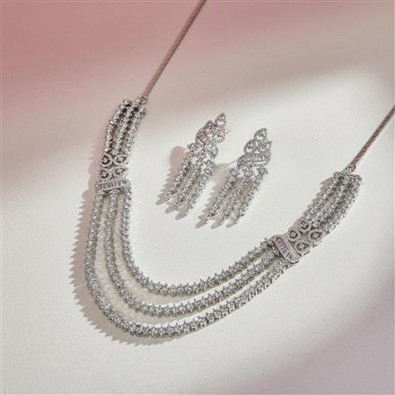 Cz Classic Necklace With 2 Tone Rhodium Plating