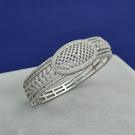 Cz Openable Kada With Rhodium Plating
