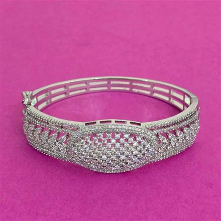 Cz Openable Kada With Rhodium Plating