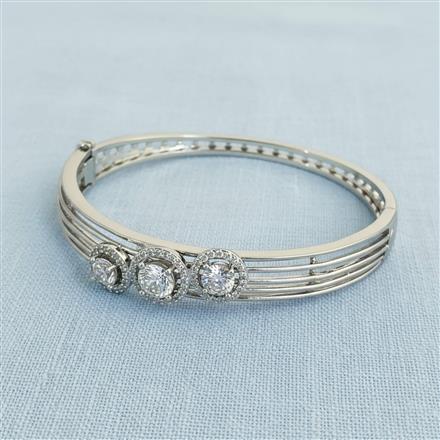 Cz Openable Kada With Rhodium 2 Tone Plating