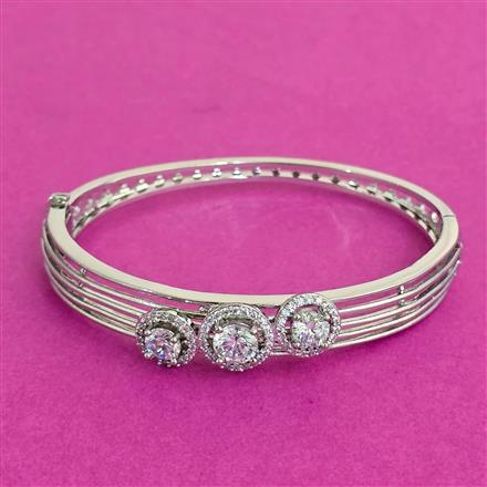 Cz Openable Kada With Rhodium 2 Tone Plating