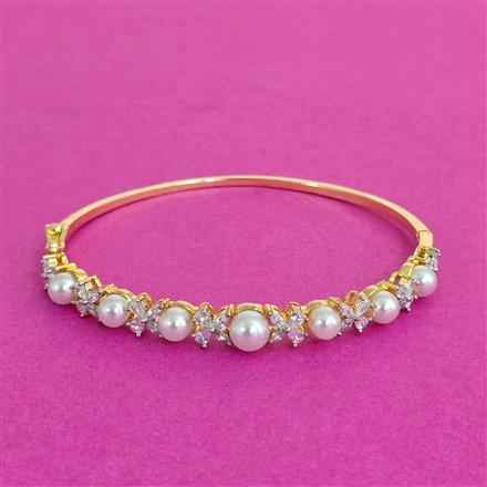 Cz Openable Kada With Rhodium 2 Tone Plating