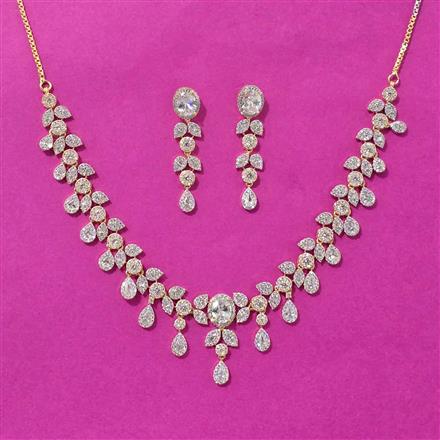 Cz Classic Necklace Set With 2 Tone Plating