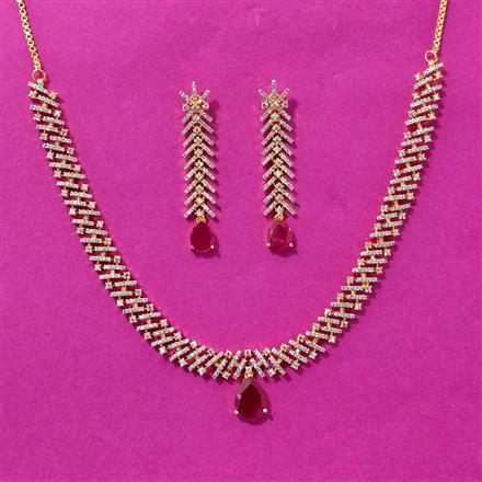 Cz Classic Necklace Set With 2 Tone Plating