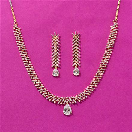 Cz Classic Necklace Set With 2 Tone Plating