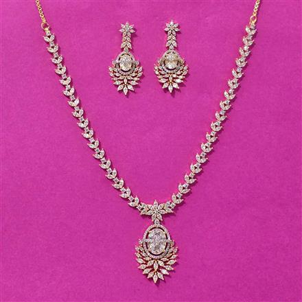 Cz Classic Necklace Set With 2 Tone Plating