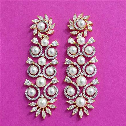 Cz Moti Earring With Rhodium 2 Tone Plating