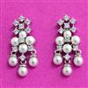 Cz Moti Earring With Rhodium 2 Tone Plating
