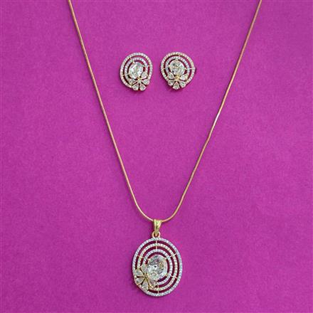 Cz Classic Pendant Set With 2 Tone Plating