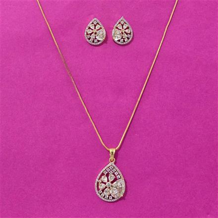 Cz Classic Pendant Set With 2 Tone Plating