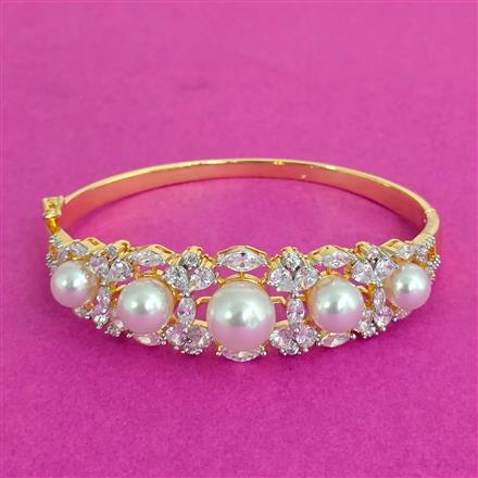Cz Openable Kada With Rhodium 2 Tone Plating
