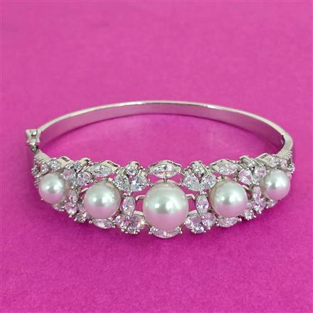Cz Openable Kada With Rhodium 2 Tone Plating