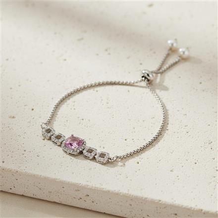 Cz Adjustable Bracelet With Rhodium Plating