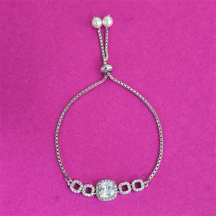 Cz Adjustable Bracelet With Rhodium Plating