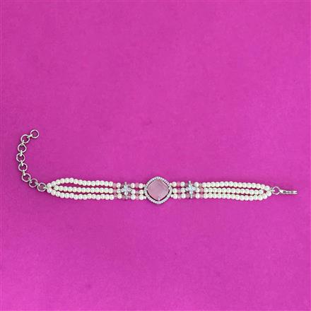 Cz Moti Bracelet With Rhodium Plating
