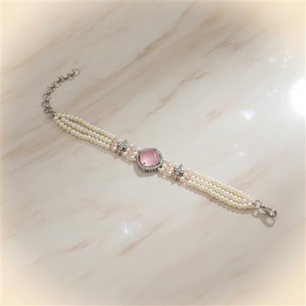 Cz Moti Bracelet With Rhodium Plating